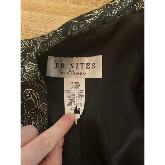 Vintage J.R. Nites Caliendo Blazer Metallic Floral Occasion Jacket Size 8‎ - Picture 8 of 8